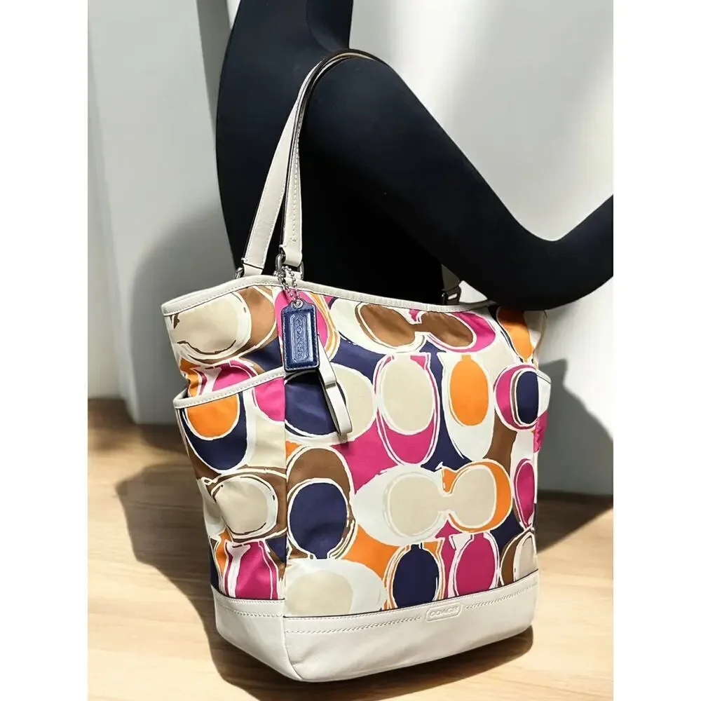 Coach F23299 Park Hand Drawn Scarf Print North/South Tote & Matching Wristlet